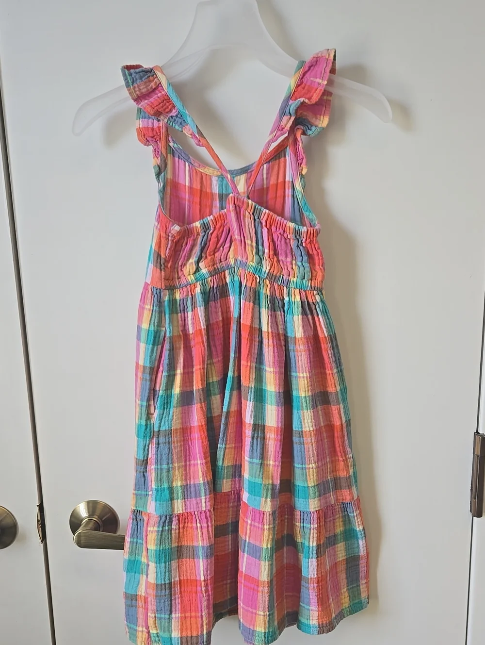 XS Cat & Jack Pink Multicolor Plaid Ruffle Sundress